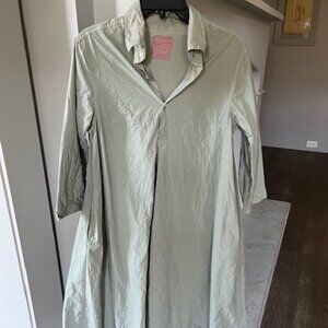 Chez Vidalenc green cotton dress handmade in France